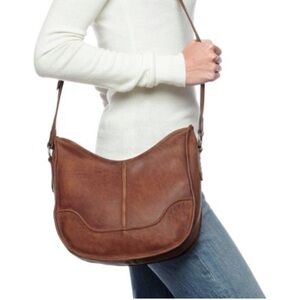 FRYE Cognac Cara Saddle Boho Messenger Crossbody Bag